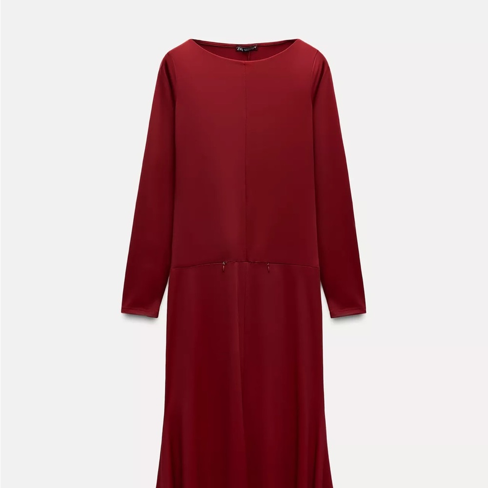 Zara Elegant Red Long Sleeve Dress size medium